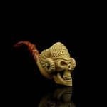 Harley Davidson Viking Skull Pipe New Block Meerschaum Handmade CASE#1412. Fixed Price $295.00.