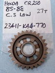 Honda CR250 Countershaft Low Gear 27T Fits 1985-88 Used P/n 23411-KA4-770. Fixed Price $70.00.