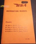 Oem Bsa Instruction Manual Owners Book A7 A10 Shooting Star Golden Flash A136. Fixed Price $19.00.