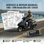 Honda Elite CH250 1985 1986 1987 1988 1989 Service Repair Shop Manual Usb. Fixed Price $23.99.